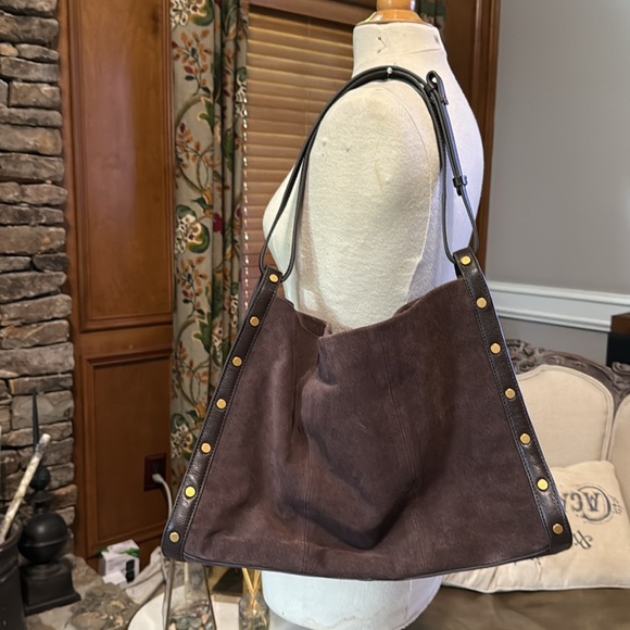 Vince Camuto Brown Suede Shoulder Bag - Picture 1 of 10